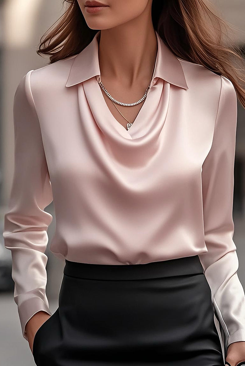 Delphine | White Draped Satin Blouse - Lumina Vancouver - Lumina Vancouver