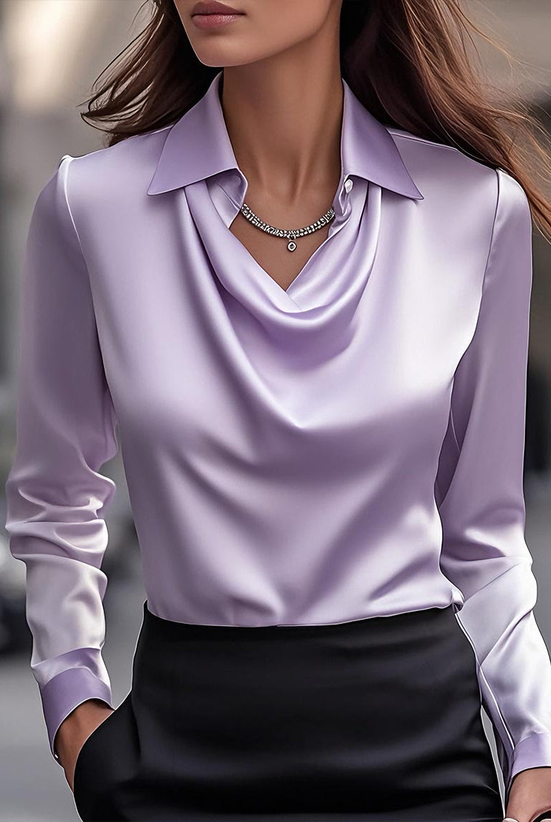 Delphine | White Draped Satin Blouse - Lumina Vancouver - Lumina Vancouver
