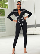 Trendy Zipper Stripes Jumpsuit.