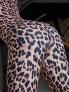Leopard Print U Collar Jumpsuit.
