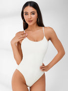 Sleeveless Ribbed Adjustable Straps Short Bodysuit.