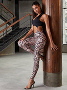 Leopard V Collar Hollow Out Jumpsuit.