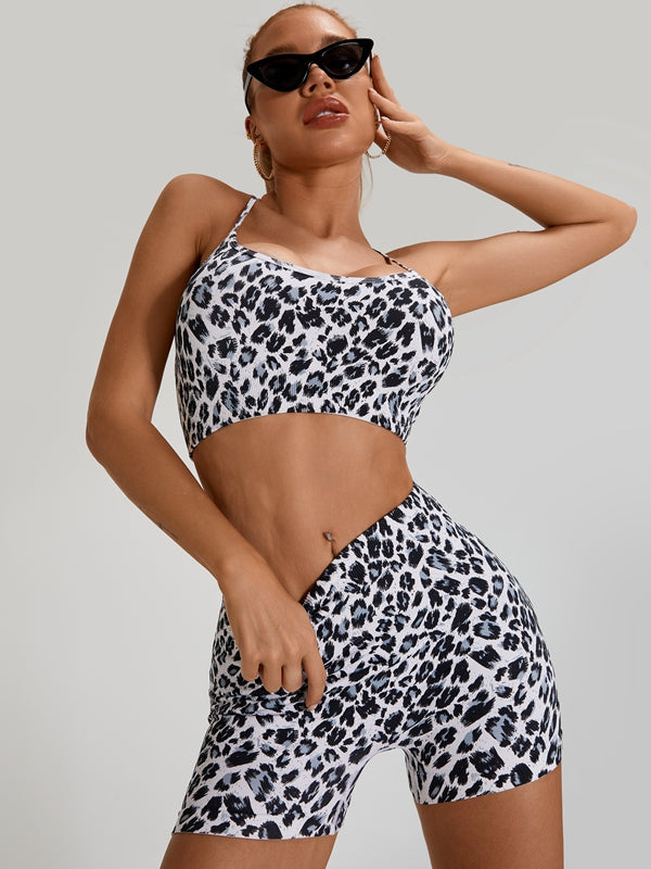 Leopard Print Cross Back Tracksuit.