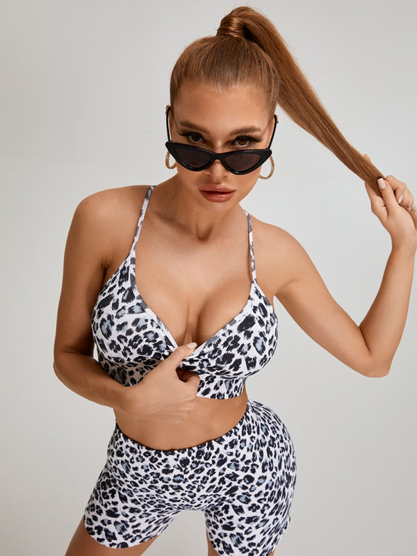 Leopard Print Cross Back Tracksuit.