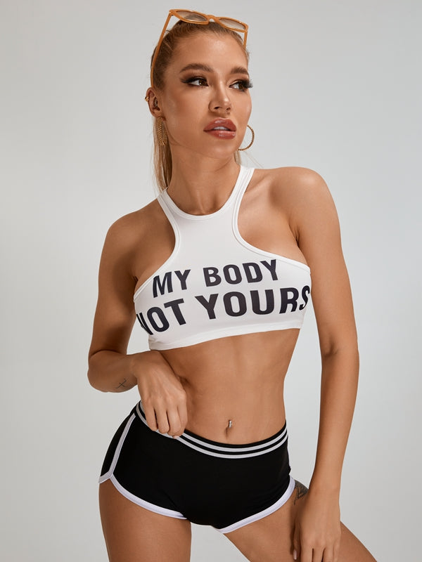 Tight Letter Print  Scrunch Bum Short Tracksuit.
