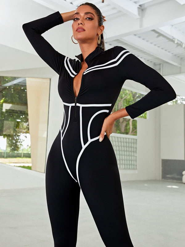 Trendy Zipper Stripes Jumpsuit.