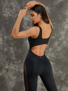 Back Hollow Out Mesh Jumpsuit.