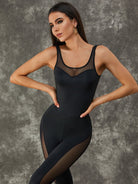Back Hollow Out Mesh Jumpsuit.