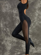 Back Hollow Out Mesh Jumpsuit.