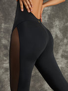 Back Hollow Out Mesh Jumpsuit.