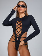 Fashion Lace-up Bodysuit.