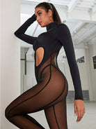 Unique Cutout Super Mesh Zipper Booty Jumpsuit.