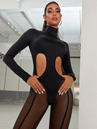 Unique Cutout Super Mesh Zipper Booty Jumpsuit.