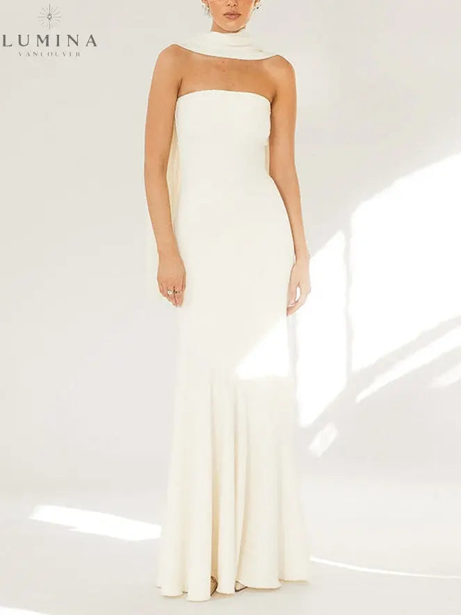 Adriana - Fashion Strapless One Shoulder Fishtail Maxi Dress - Lumina Vancouver