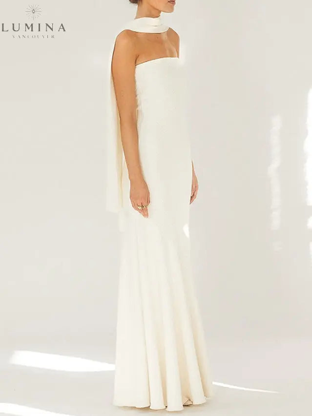 Adriana - Fashion Strapless One Shoulder Fishtail Maxi Dress - Lumina Vancouver