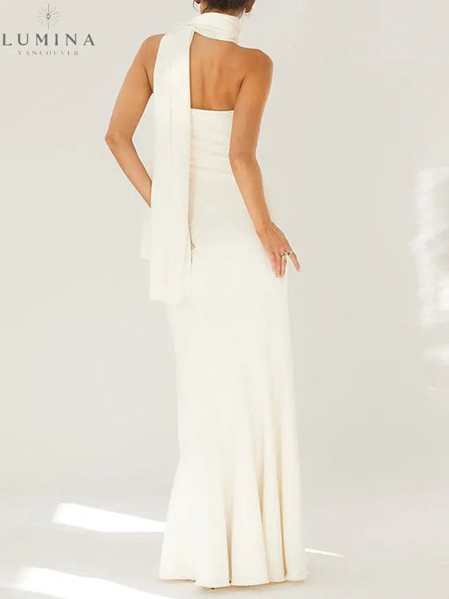 Adriana - Fashion Strapless One Shoulder Fishtail Maxi Dress - Lumina Vancouver