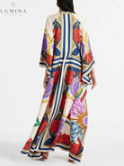 Amara - Unique Ethnic Floral Print Flowing Maxi Dress - Lumina Vancouver