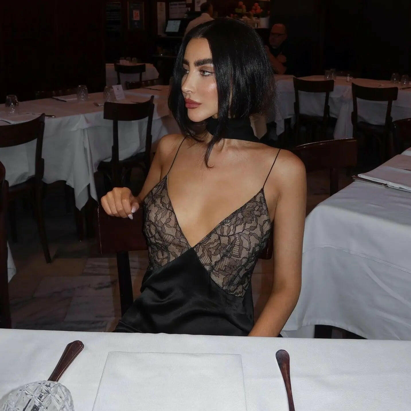 Anissa - Spliced-Lace Mesh Maxi Dress Lumina Vancouver