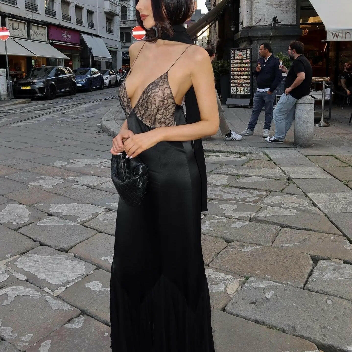Anissa - Spliced-Lace Mesh Maxi Dress Lumina Vancouver