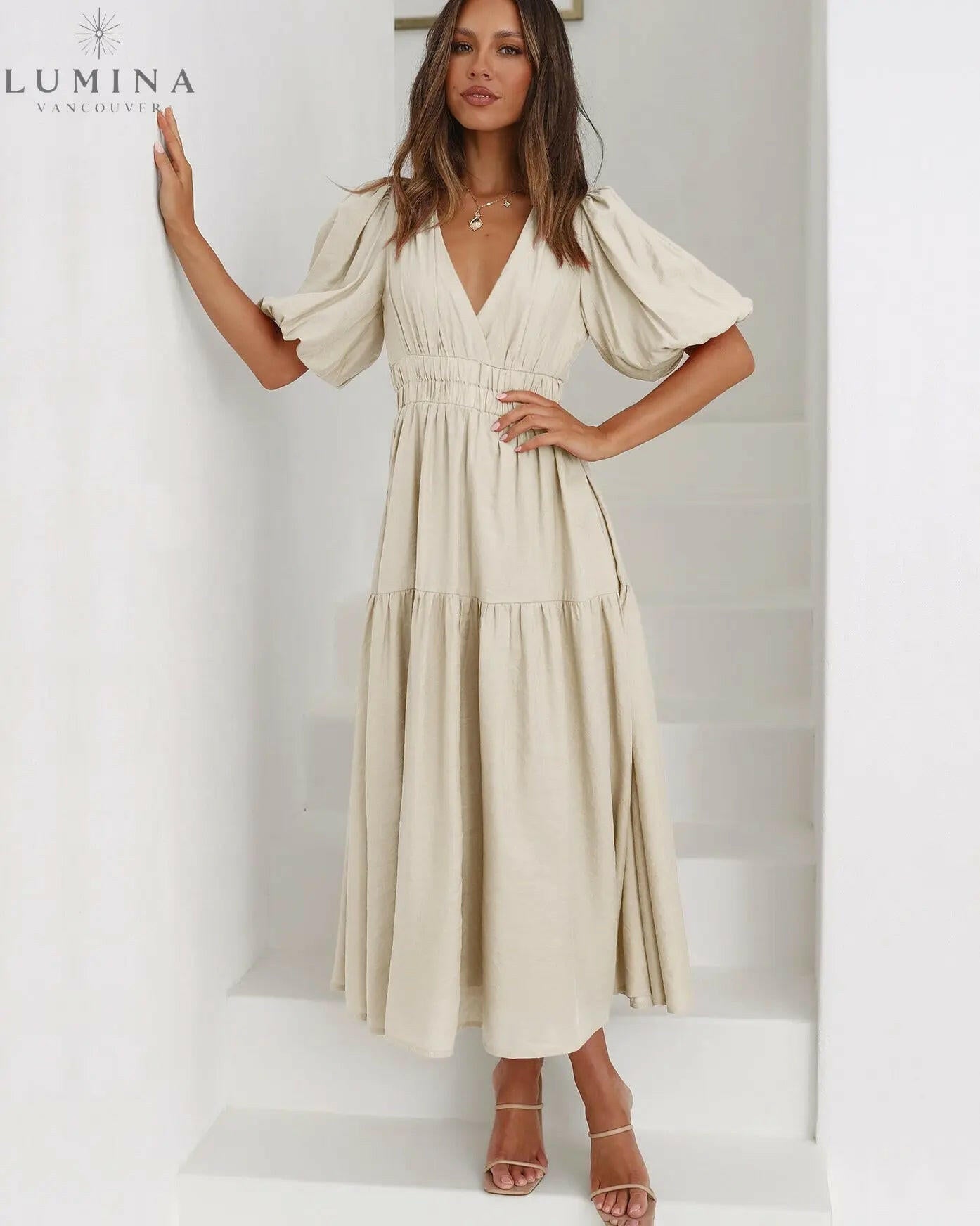 Avalon - Dress with Puff Sleeves Lumina Vancouver