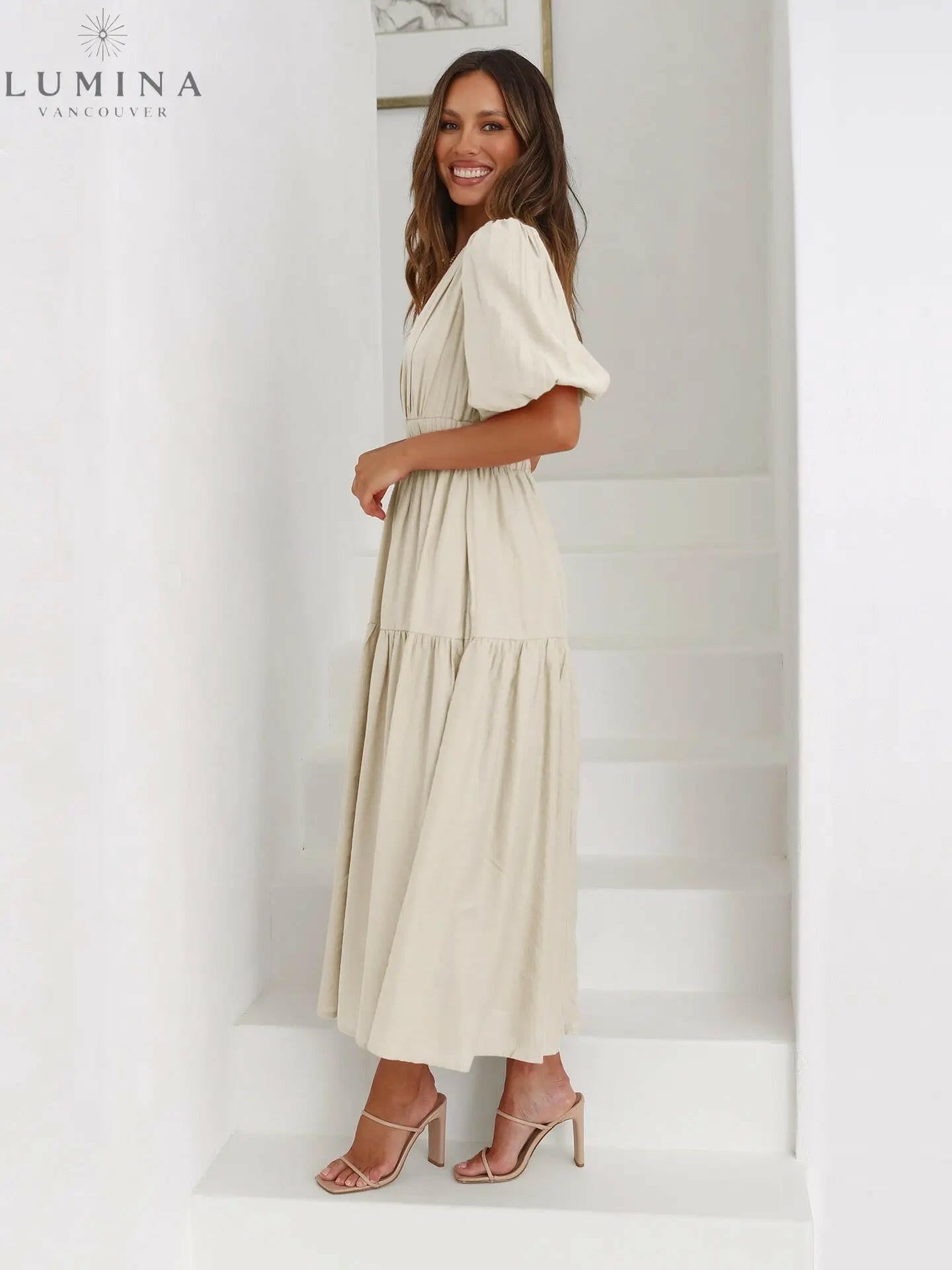 Avalon - Dress with Puff Sleeves Lumina Vancouver