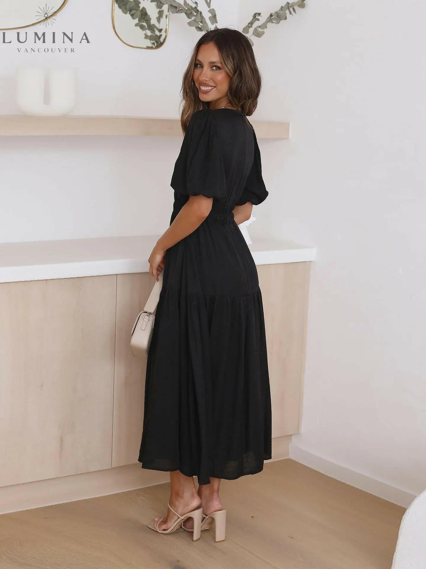 Avalon - Dress with Puff Sleeves Lumina Vancouver