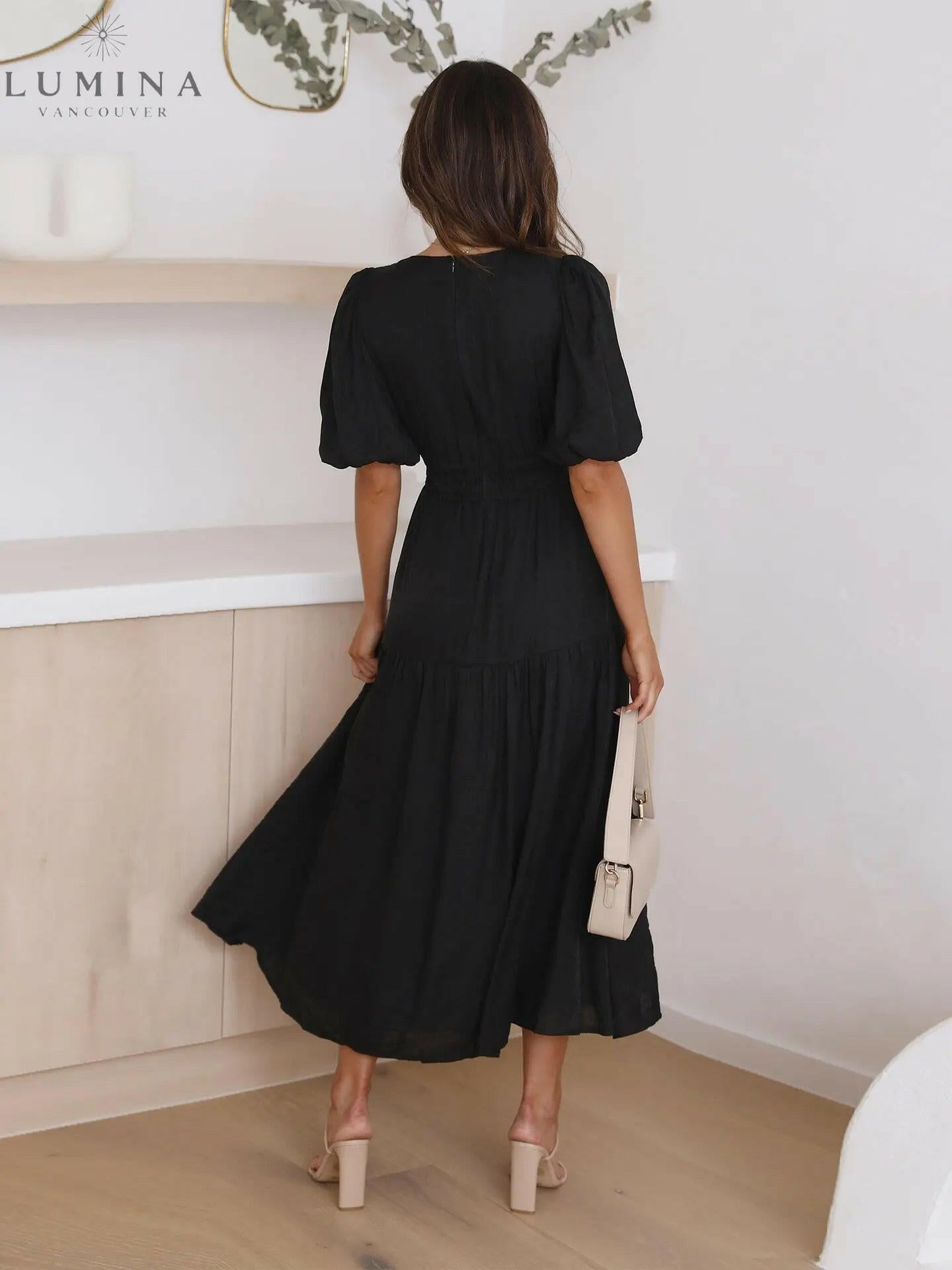 Avalon - Dress with Puff Sleeves Lumina Vancouver