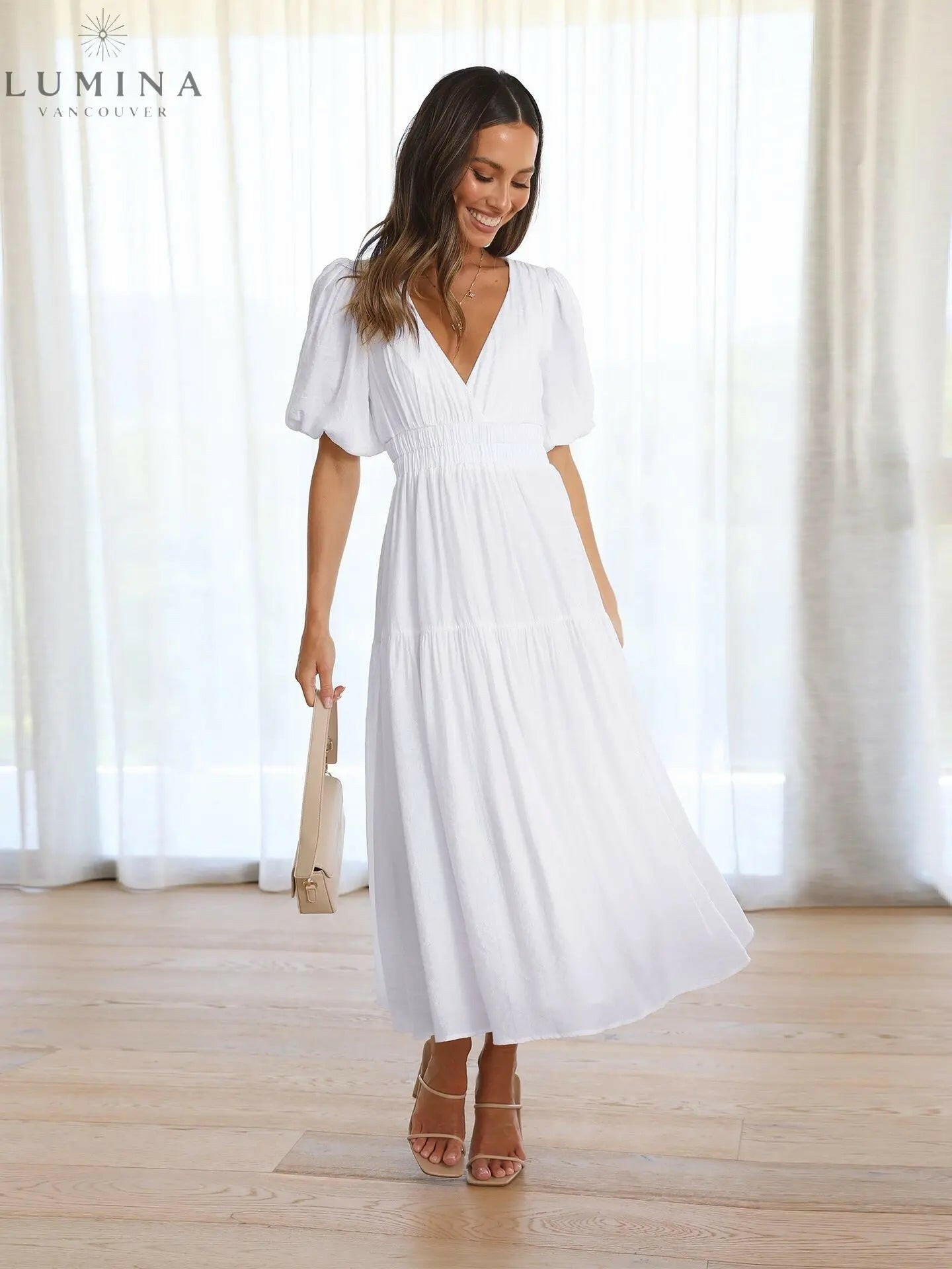 Avalon - Dress with Puff Sleeves Lumina Vancouver