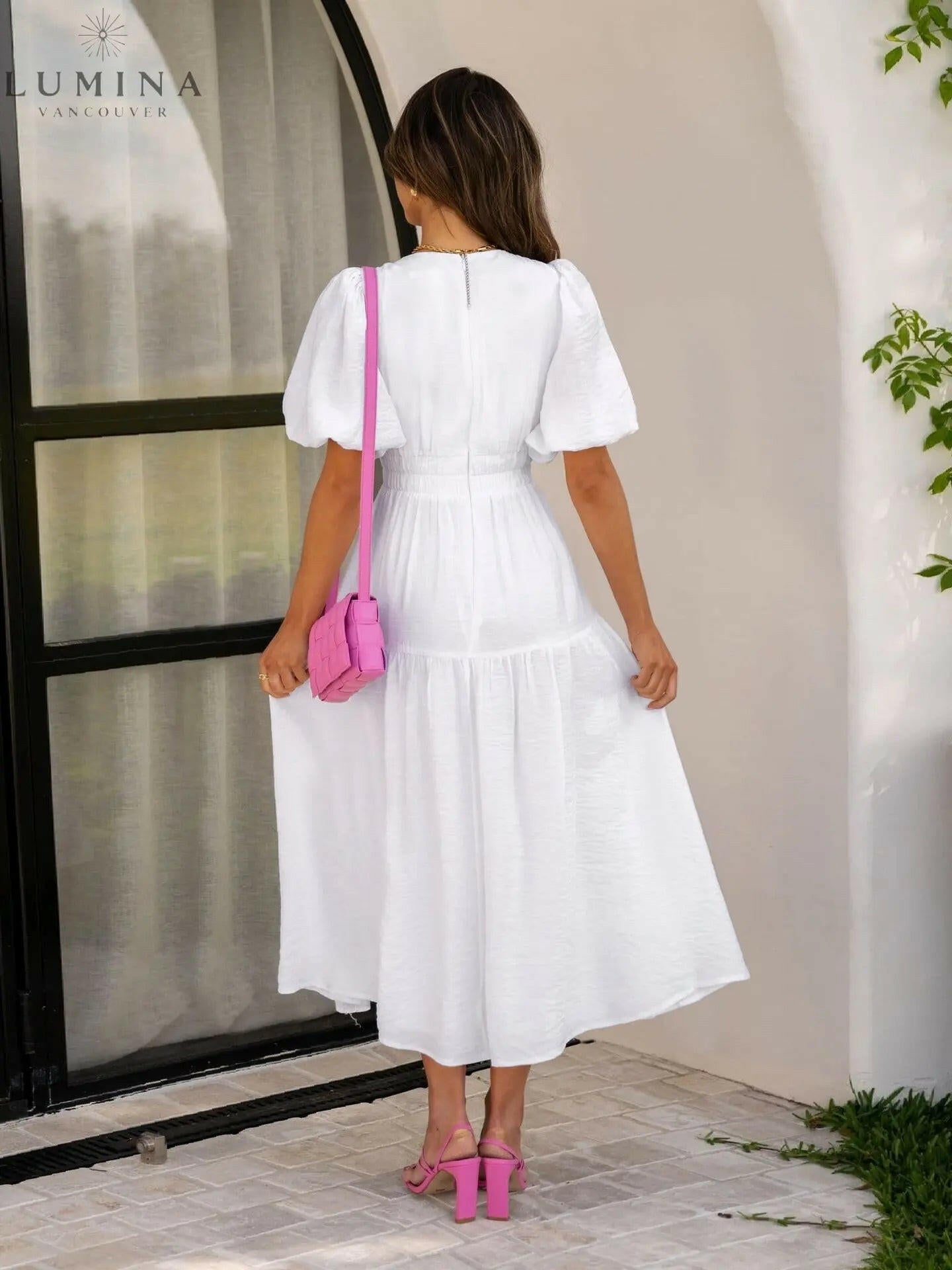 Avalon - Dress with Puff Sleeves Lumina Vancouver