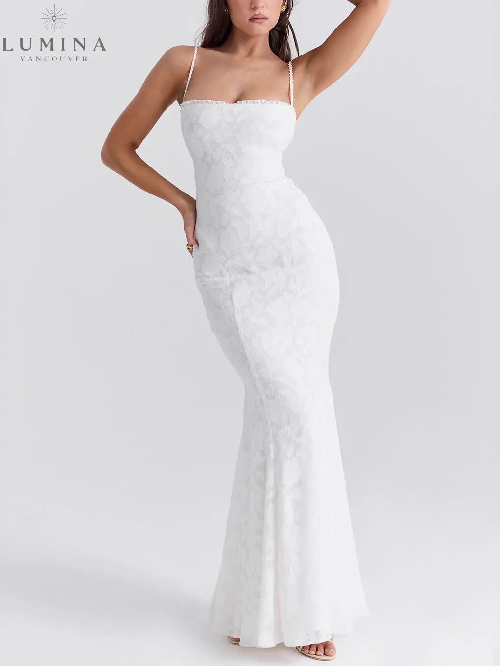 Calista - Three-Dimensional Burnt Fishtail Maxi Dress - Lumina Vancouver