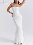 Calista - Three-Dimensional Burnt Fishtail Maxi Dress - Lumina Vancouver