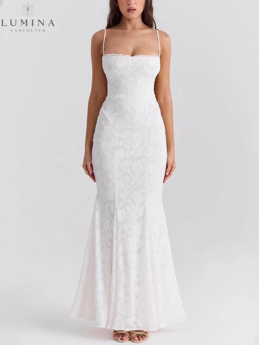 Calista - Three-Dimensional Burnt Fishtail Maxi Dress - Lumina Vancouver