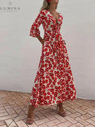 Calla - Vacation Floral Print Smocked Off Shoulder Pocketed Maxi Dress - Lumina Vancouver