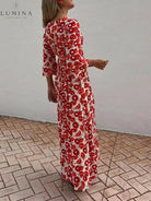 Calla - Vacation Floral Print Smocked Off Shoulder Pocketed Maxi Dress - Lumina Vancouver