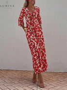 Calla - Vacation Floral Print Smocked Off Shoulder Pocketed Maxi Dress - Lumina Vancouver