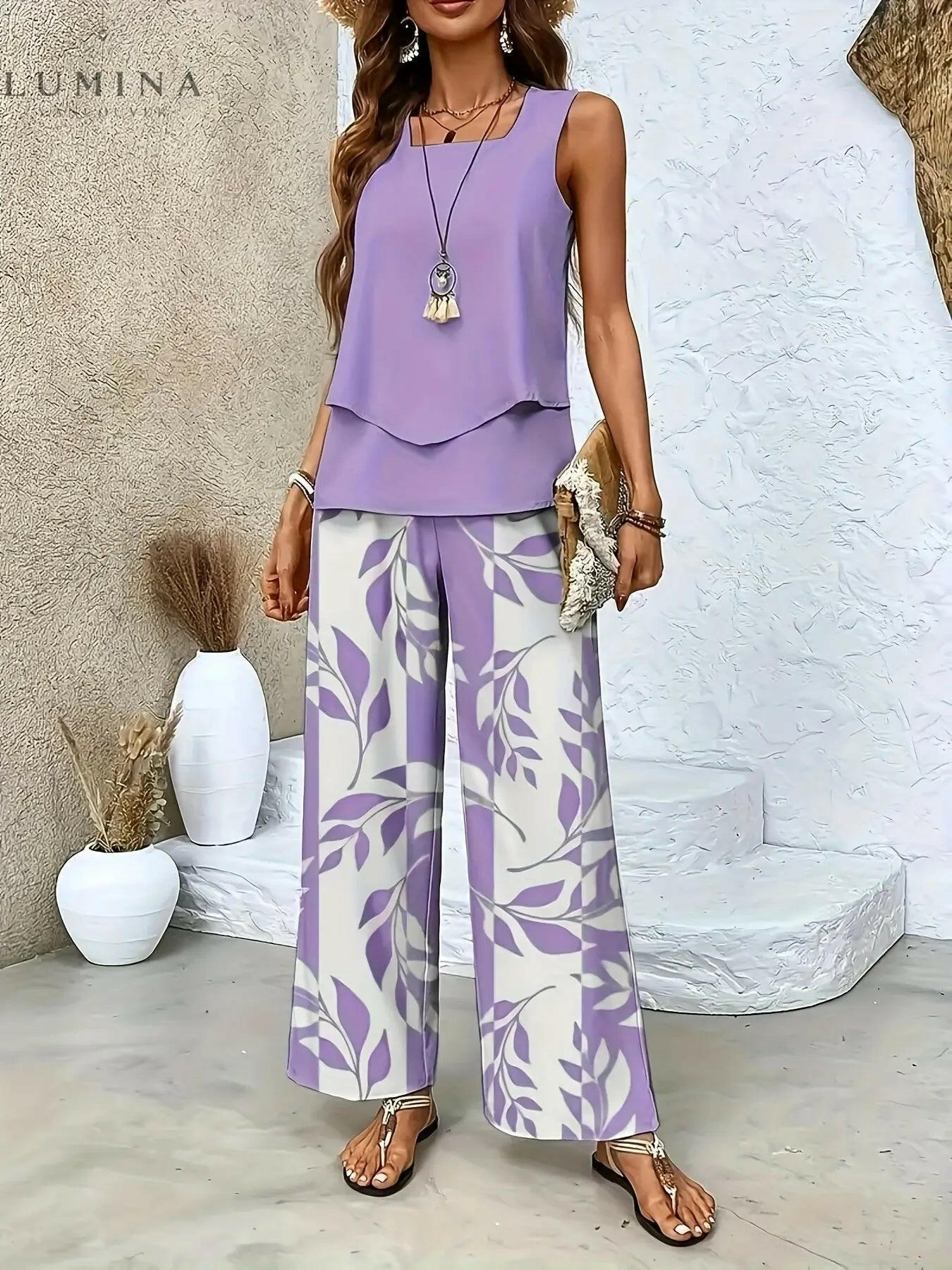 Camille - Twill Stripe Vest And Pants Set - Lumina Vancouver