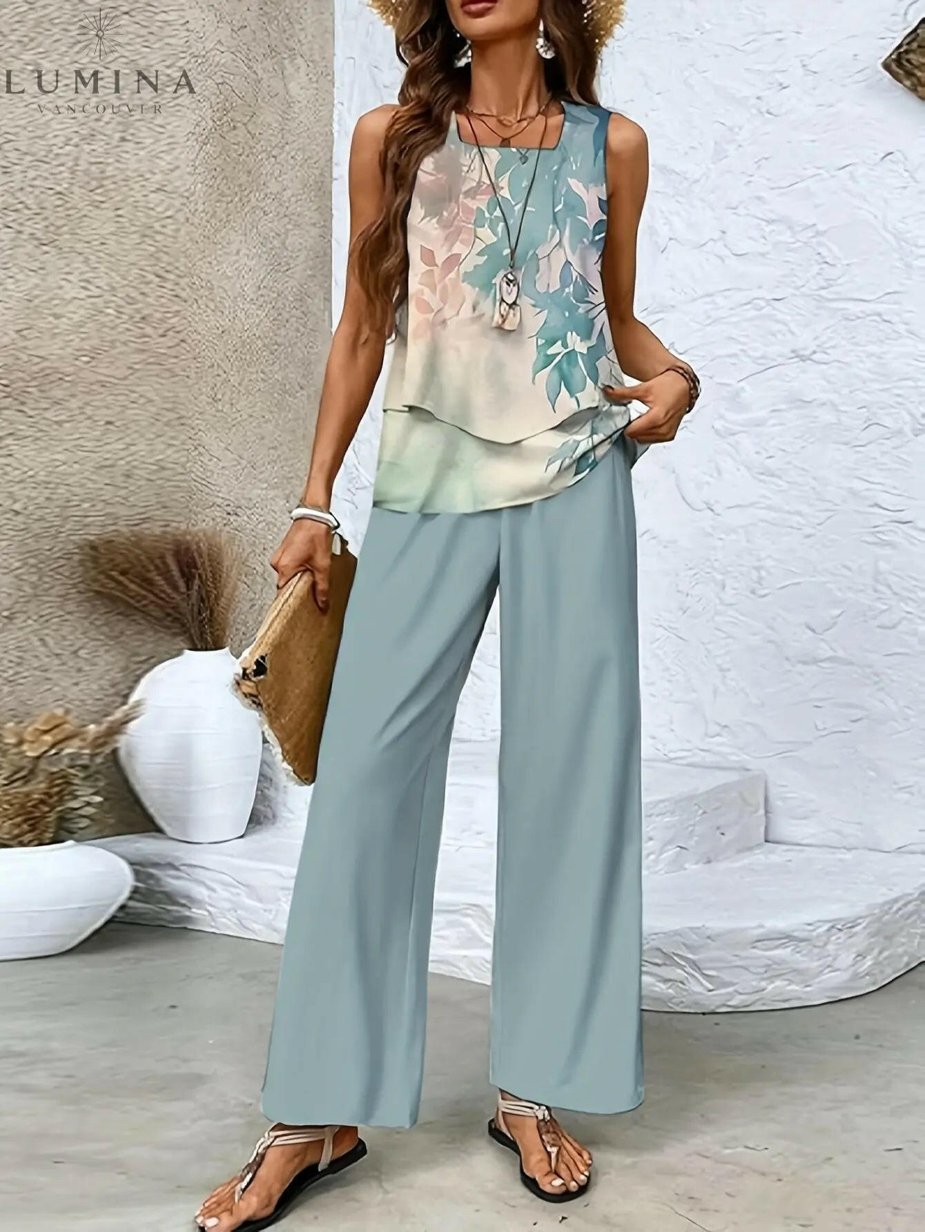 Camille - Twill Stripe Vest And Pants Set - Lumina Vancouver