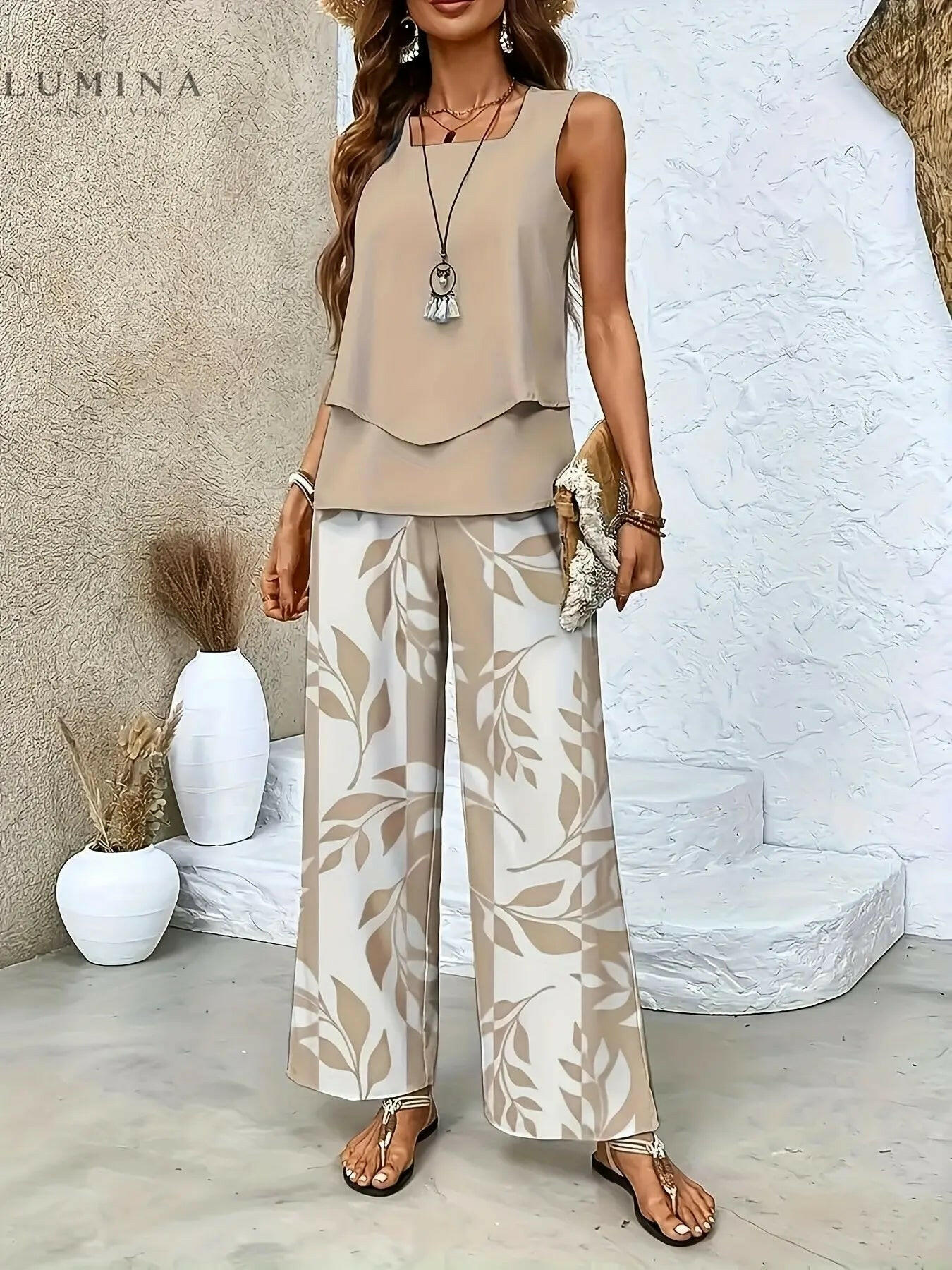 Camille - Twill Stripe Vest And Pants Set - Lumina Vancouver