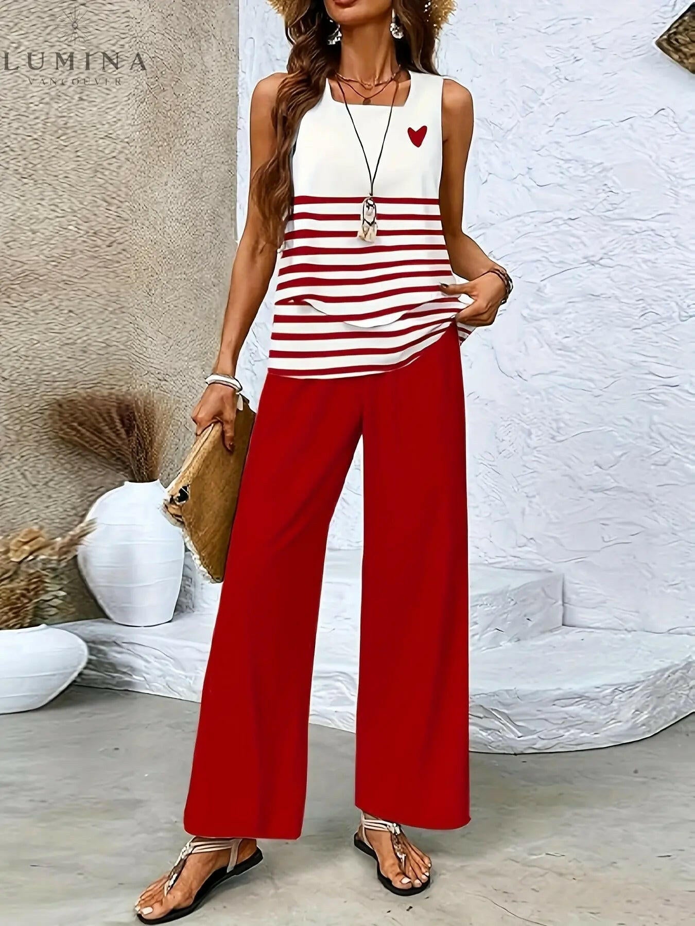 Camille - Twill Stripe Vest And Pants Set - Lumina Vancouver
