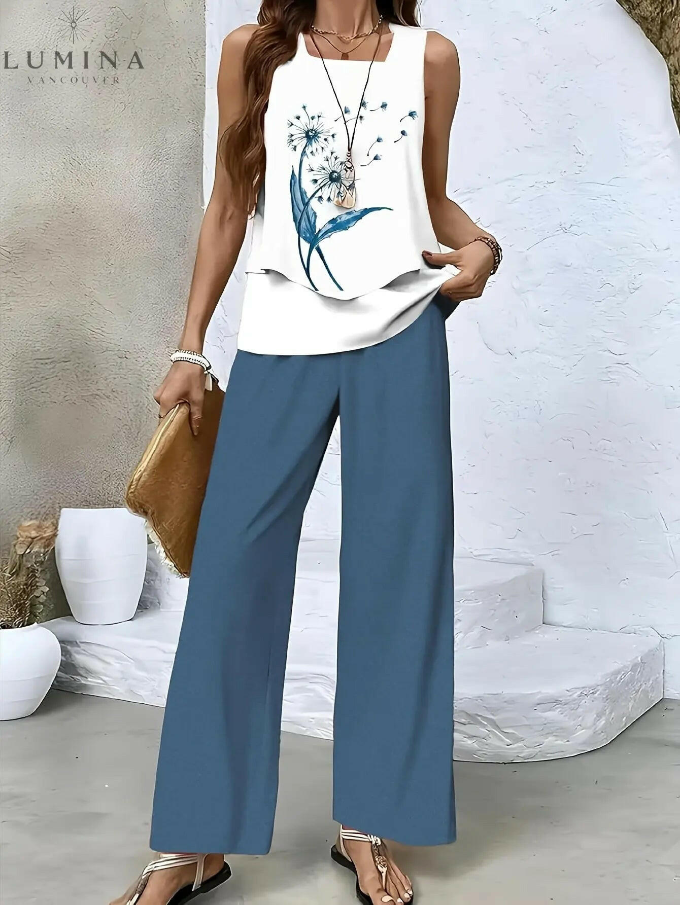 Camille - Twill Stripe Vest And Pants Set - Lumina Vancouver