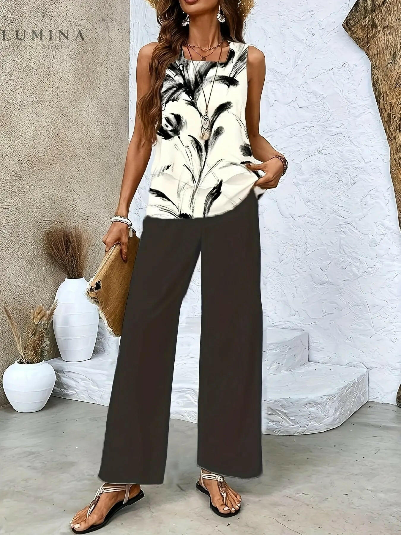 Camille - Twill Stripe Vest And Pants Set - Lumina Vancouver