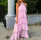 Carys - Halterneck Layered Ruffle Maxi Dress Lumina Vancouver