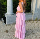 Carys - Halterneck Layered Ruffle Maxi Dress Lumina Vancouver