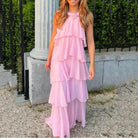 Carys - Halterneck Layered Ruffle Maxi Dress Lumina Vancouver