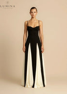 Celia - Elegant Contrast Ruffles Maxi Dress Lumina Vancouver