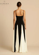 Celia - Elegant Contrast Ruffles Maxi Dress Lumina Vancouver