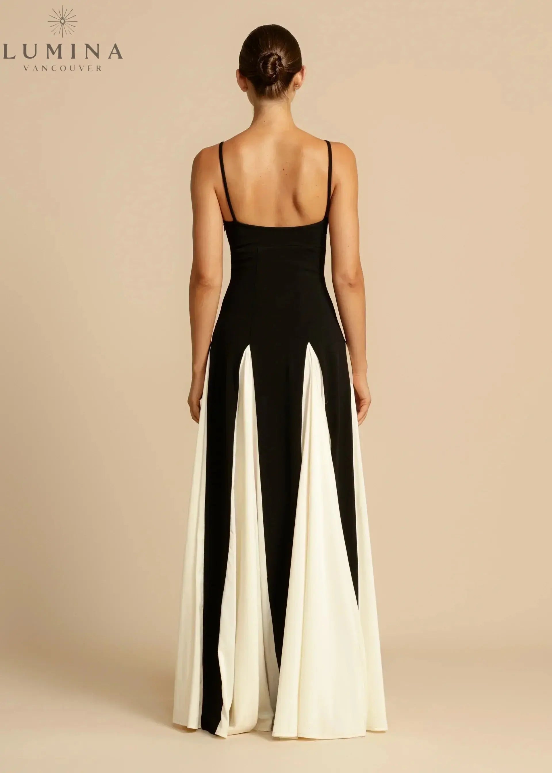 Celia - Elegant Contrast Ruffles Maxi Dress Lumina Vancouver