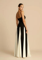 Celia - Elegant Contrast Ruffles Maxi Dress Lumina Vancouver