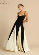 Celia - Elegant Contrast Ruffles Maxi Dress Lumina Vancouver
