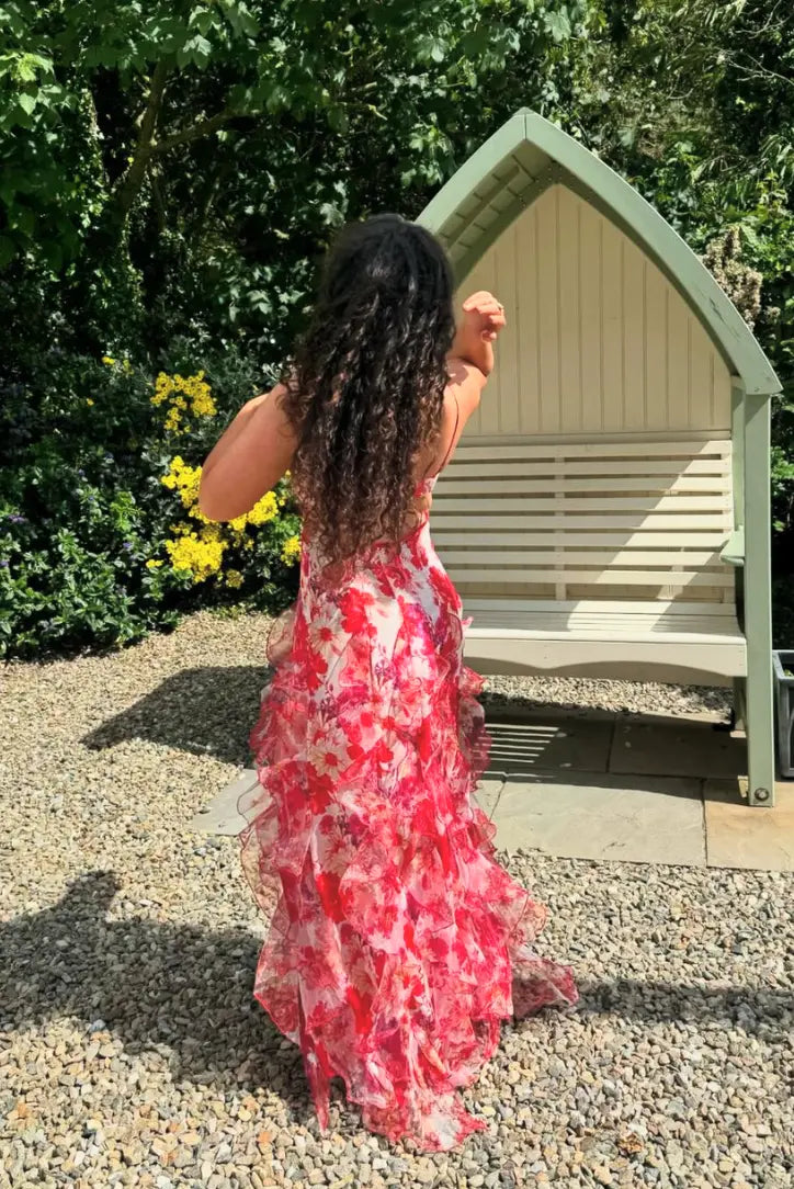 Chara - Floral Print Ruffle Maxi Dress Lumina Vancouver